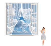 Magnetic Fly Screens Windows 80 x 100 cm Selfadhesive Tape Magnetic Window Screen Insect Mesh with Installation Accessories for Living Room Bedroom Offfice, White
