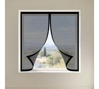 Magnetic Fly Screens Windows 90 x 70 cm Selfadhesive Tape Window Net Magnetic Mesh with Installation Accessories for Living Room Bedroom Offfice, Black