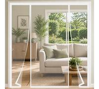 Magnetic Fly Sn for Double Patio Doors 290x235cm - White Center Opening Automatic Closure Weighted Bottom Ideal Summer ct Protect for Living Rooms