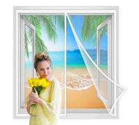 Magnetic Flying Insect Window Curtain Bug Mesh Fly Screen Keep Bugs Out 130x110cm Insect Protection Door for Anti Mosquito Bugs Sliding Glass Doors Patio Doors White Reinforced