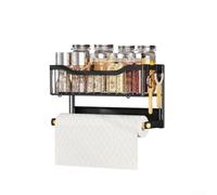 Magnetic Foldable Kitchen Rack 33cm Iron Spice Holder(B) | Strong magnetic mount, no drilling needed, fits fridge side, 33x12.5x18cm, holds spices jars