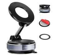 Magnetic Folding Car Phone Mount - Universal 360° Rotating Dashboard Mount with Dual-Pivot Extension Arm - High-Strength Alloy MagSafe Compatible Holder for All iPhone Models and Smartphones