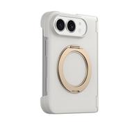 Magnetic Folding Case with Ring Stand for IPhoneDuo Cover | Durable PC protective case with 360 degree rotating ring for IPhoneDuo hands free use Ivory