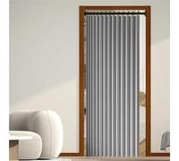 Magnetic Folding Door Curtain 118 x 105 cm Blackout, Thermal, Energy Saving, Soundproof, Dividers Closet Door Curtain Invisible for Room Bedroom Bathroom Living Room, Grey