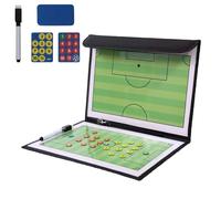 Magnetic Football Coaching Board Foldable Tactics Folder - Portable Soccer Strategy Planner with Marker, Eraser & Magnets - Double Sided, Writable Coach Clipboard for Match & Training