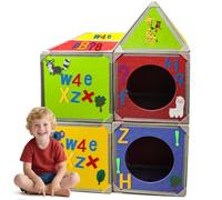 Magnetic Fort Building Panels - 16PCS Upgraded Felt Panels with Alphabet, Number & Animal Stickers, Kids Magnetic Playhouse Construction Toy Set for Creative Fort Building