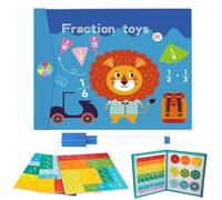 Magnetic Fraction Demonstration Book,Classicous Stem Magnetic Math Master Set,Magnetic Fraction Educational Puzzle, Montessori Fraction Manipulatives Fraction Tiles & Fraction Circles Set (Lion)