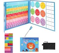 Magnetic Fraction Demonstration Book, Educational Highiy Magnetic Fraction Tiles, Magnet Fractions Puzzle and Circles, Learning Building Block Game Set for Teaching, Enhance Mathematical Skill (C)
