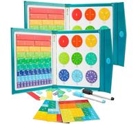 Magnetic Fraction Demonstration Book, Educational Math Manipulatives with Fraction Tiles & Circles, 102-Piece Magnetic Learning Set for Kids, Hands-On Teaching Aid for Fractions (2Pcs)