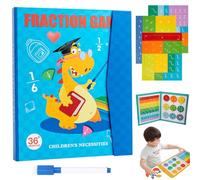 Magnetic Fraction Demonstration Book, Magnetic Fractions for Kids, Fraction Tiles & Fraction Circles Disk Set, Math Manipulatives for Elementary School Early Math Skills Educational Puzzle(Blue)