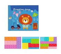 Magnetic Fraction Demonstration Book,Math Manipulatives Set with Fraction Tiles & Magnets,Fraction Manipulatives Montessori Learning Toys for Kids Students Homeschool Supplies (Lion)