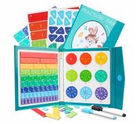 Magnetic Fraction Demonstration Book, Montessori Educational Math Puzzle for Elementary School, Teaching Fractions Circlestoy with Percentages, Learning Fraction Tiles for 4,5th Grade(1 set)