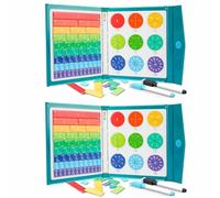 Magnetic Fraction Demonstration Book, Montessori Educational Math Puzzle for Elementary School, Teaching Fractions Circlestoy with Percentages, Learning Fraction Tiles for 4,5th Grade(2 sets)