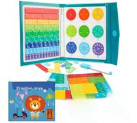 Magnetic Fraction Demonstration Book, Montessori Fraction Magnet Learning Toy, Magnetic Fraction Set with Tiles & Circles, For Kids Preschool Elementary Classroom Homeschool (Lion)