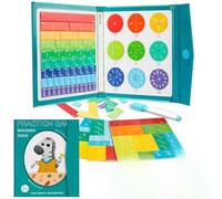 Magnetic Fraction Demonstration Book, Montessori Fraction Magnet Learning Toy, Magnetic Fraction Set with Tiles & Circles, For Kids Preschool Elementary Classroom Homeschool (Zebra)