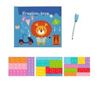 Magnetic Fraction Demonstration Book, Promisety Magnetic Fraction Tiles, Disk Set Puzzle Book for Kids Math for Teaching Enhance Mathematical Skills, Free Matching learning pen (C)