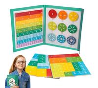 Magnetic Fraction Education Puzzle - Visual Math Learning Kit With Shaded Areas & Equations, Lightweight Wooden Tiles | Perfect Homeschooling Gift For Young Learners, 7.09x8.66 Inches