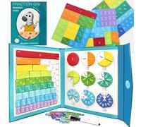 Magnetic Fraction Educational Puzzle, Magnetic Fraction Demonstration Book with Fraction Tiles & Circles, Montessori Fraction Manipulatives for Elementary School, Math Learning Toys for Kids