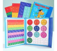 Magnetic Fraction Educational Puzzle, Magnetic Fraction Demonstration Book with Fraction Tiles & Circles, Fraction Manipulatives for Elementary School