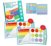 Magnetic Fraction Playbook, Magnetic Fraction Book, Magnetic Fraction Demonstration Book Math Master Set, Educational Math Learning Manipulatives Set Gift for Boys and Girls (2B)