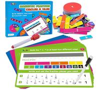 Magnetic Fraction Tiles & Fraction Circles Activity Set, Fraction Manipulative Visual Fraction Model, Hands-on Math Learning Educational Tool for Homeschooling Resource