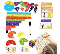 Magnetic Fraction Tiles - Math Manipulative Learning, Educational Fraction Blocks, Hands Teaching Tool | Classroom Home Lesson Practice Activity For Boys Kids Ages 3 Plus Preschool Elementary School