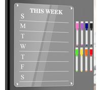Magnetic Fridge Calendar Acrylic Whiteboard Calendar Meal Planner Magnetic Fridge Calendars Weekly Planner Dry Erase Planning Board Includes 8 Color Markers