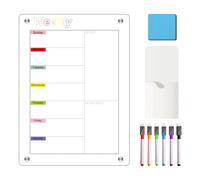 Magnetic Fridge Planner, 7.8'' x 11.8'' Magnetic Whiteboard for Fridge, Clear Acrylic Weekly Calendar Board with 6 Markers, Dry Erase Board, and Pen Holder for Meal Planning, Shopping Lists, and Memos