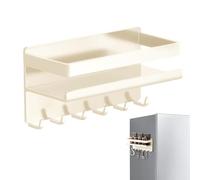 Magnetic Fridge Shelf Wall Mounted Without Drilling With 6 Hooks | Kitchen Shelf Organizational For Pantry, Bathroom, Garage, Home, Office, Cabinet, Kitchen, Laundry Room, RV