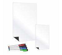 Magnetic Fridge Whiteboard Set | White Boards for Memos, Notes or Reminders | Notice Board, Weekly Meal Planner or to Do List with Eraser, Pens and Magnets (Magnetic Coloured Pen Set, SL + A4)