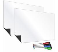 Magnetic Fridge Whiteboard Set | White Boards for Memos, Notes or Reminders | Notice Board, Weekly Meal Planner or to Do List with Eraser, Pens and Magnets (Magnetic Coloured Pen Set, A3 + A3)