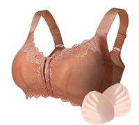 Magnetic Front Closure Mastectomy Support Bra With Removable Pads Pockets Post Surgery Wireless Bralette Ladies Vest(Brown,XXL)