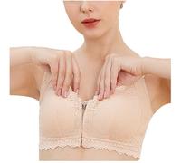 Magnetic Front Closure Mastectomy Support Bra With Removable Pads Pockets Post Surgery Wireless Bralette Ladies Vest(Skin,3XL)