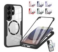Magnetic Full Coverage Phone Case - Shock Buffer Edge, Reliable Drop Protection with a Clear Back, Magnetic Tempered Glass Double-Sided Phone Case for Samsung (Black,for Samsung S24Ultra)