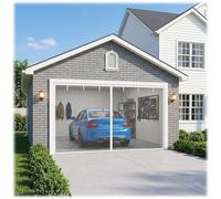 Magnetic Ga Door Safe Net for 2 Cars Retractable Fiber Mesh Protect for Veranda Terrace Patio Pavil (Gray 366x244cm)