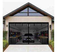 Magnetic Garage Door Screen 9x10ft for 1 Car Doors Durable Fiberglass Heavy Duty Mesh Magnetic Net, Pets Friendly Retractable Carport Garage Patio Porch RV Doors Curtain (Black, 9x10ft)