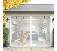 Magnetic Garage Door Screen for 1 Car,244x214cm 305x214cm 488x214cm Retractable Garage Screen Door Mesh Curtain Cover Kit with Heavy Duty Weighted Bottom, Keep Bugs Out(White,397x213cm)