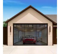 Magnetic Garage Door Screen for 20x9ft 2 3 Car Doors Durable Fiberglass Heavy Duty Mesh Garage Door Net, Pets Friendly Retractable Carport Garage Patio Porch RV Screen Curtain (Black, for 20x9ft)