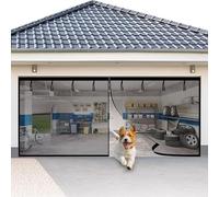 Magnetic Garage Door Screen, Heavy Duty Fiberglass Mesh Curtain, Tear Resistant Auto Closure, Hands Free Access for Dogs and Pets 244x213cm 366x244cm 488x213cm Black