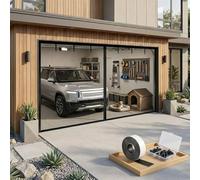 Magnetic Garage Door Screen, Heavy Duty Fibreglass Mesh Fly Screens for Doors, Hands Free Retractable Insect Net, with Weighted Bottom, Patio Privacy Door Curtain Cover(Black,365x215cm)