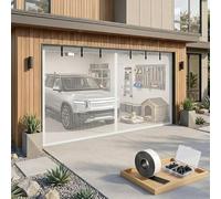 Magnetic Garage Door Screen, Heavy Duty Fibreglass Mesh Fly Screens for Doors, Hands Free Retractable Insect Net, with Weighted Bottom, Patio Privacy Door Curtain Cover(White,365x215cm)