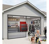 Magnetic Garage Door Screen with Track Closure, Sliding Retractable Garage Screen Doors, Privacy Heavy Duty Fiberglass Mesh Net for 2 Car Garage Door, Patio, Bugs Out(Black,10.5x6.5ft(320x198cm))