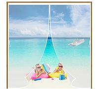 Magnetic Garage Fly Screen Door Mesh Fly Curtain White 80x100cm Top to Bottom Seal Snaps Shuts Automatically & Full Frame Adhesive Tape Keep Bugs Out & Let Fresh Air in for Doors and Windows