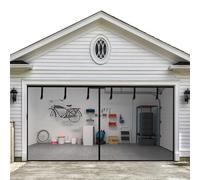 Magnetic Garage Screen Door for 1 2 Cars Heavy Duty Fiberglass Mesh Self Sealing Bug & ct Screen Hands Free Access Keeps Cats in & Bugs Out (Black 10x8 FT)