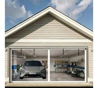 Magnetic Garage Screen Door Single Car, Door Net Screen for Patio, 183×290cm 351×290cm 503×305cm Garage Mesh Screen Door 2 Car Heavy Duty with Strapping Tapes(White,11x7ft (335x213cm))