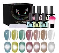 Magnetic Gel Nail Polish | 7 Colors Magnet Gel Polish with Brush - Shimmer Nail Oil Set - for Home Manicure Party Vacation Daily Formal Casual Festive Holiday Wedding Women Girls