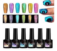 Magnetic Gel Nail Polish - Glittering Rainbow Nail Gel | Portable Shimmer Fingernail Colors for Women Ladies Beauty Lovers Students Salon Travel Wedding Party