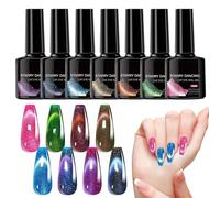 Magnetic Gel Polish Set, 8-Piece Glitter High-Shine Nail Lacquer, Compact Professional Salon Manicure Tools for Wedding Party Daily Travel Fashion Nail and Art Designs