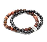 Magnetic Gemstone Bracelet Leopard Skin Maroon