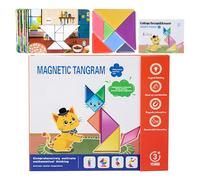 Magnetic Geometric Puzzle, 8.46 Inch Tangram Learning Set for Creative Play, Durable Magnetic Pieces with Bright Colours, Educational Brain Game for Kids Ages 3+ Boys Girls Classroom Home